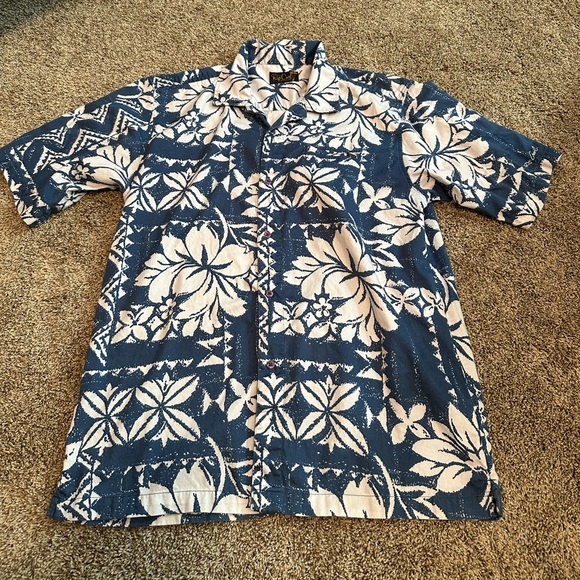 Rip Curl Men’s XL 100% cotton, blue and white Hawaiian shirt - Picture 1 of 6